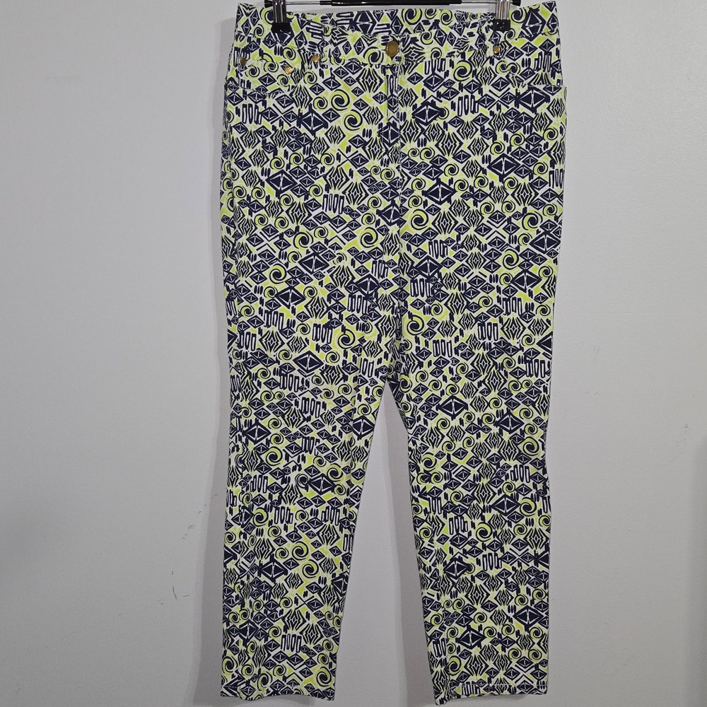 B#58 Ruby Rd. Women's Size 8 Geometric Print Pants Cropped Leg Cotton Blend
